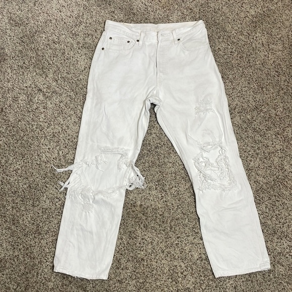 Levi's Denim - Levi 501 Jeans White Size 27 Stressed